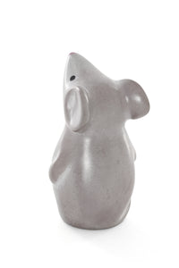 Natural Gray Soapstone Standing Mouse Sculpture