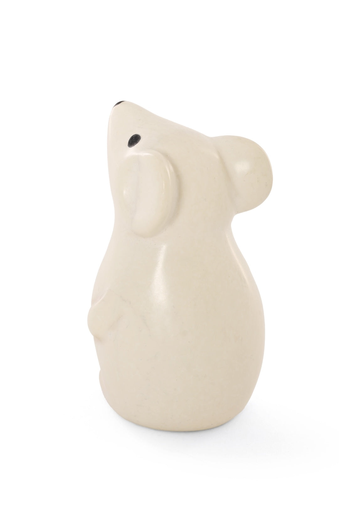 Natural White Soapstone Standing Mouse Sculpture
