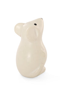 Natural White Soapstone Standing Mouse Sculpture