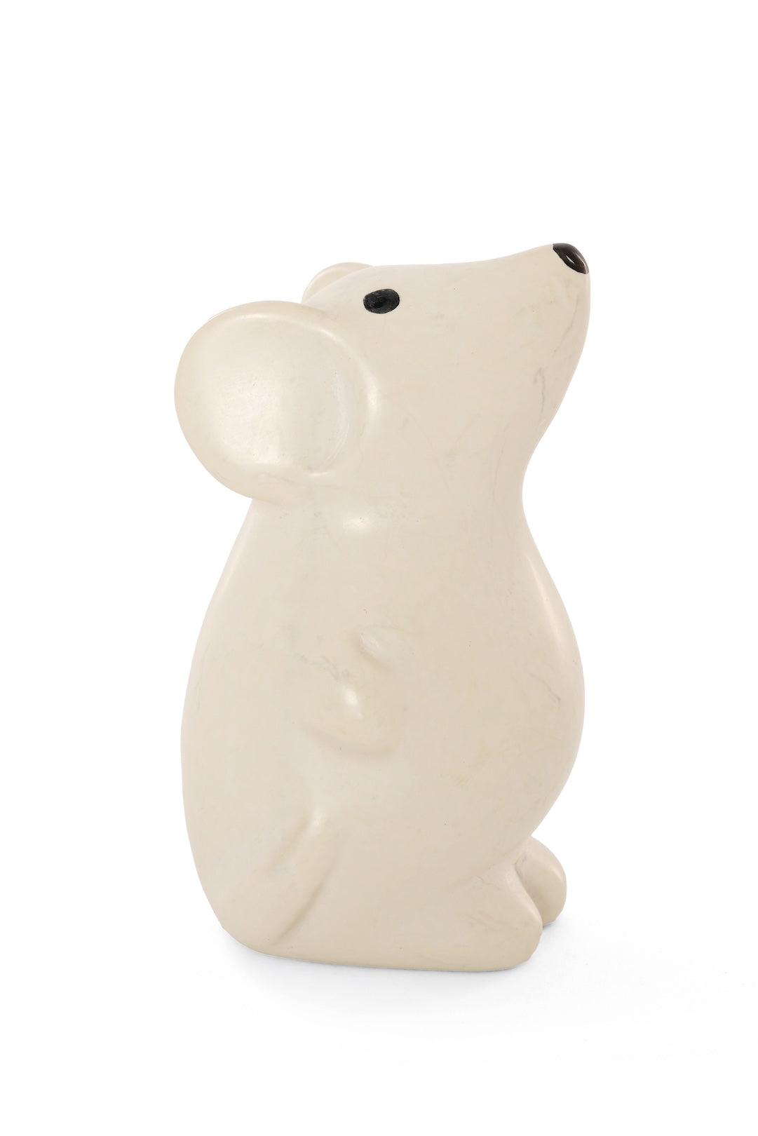 Natural White Soapstone Standing Mouse Sculpture