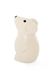 Natural White Soapstone Standing Mouse Sculpture