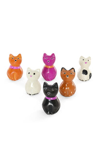 SET OF SIX Playful Mini Soapstone Cats