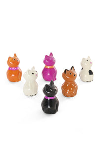 SET OF SIX Playful Mini Soapstone Cats