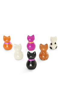 SET OF SIX Playful Mini Soapstone Cats