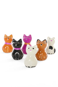 SET OF SIX Playful Mini Soapstone Cats