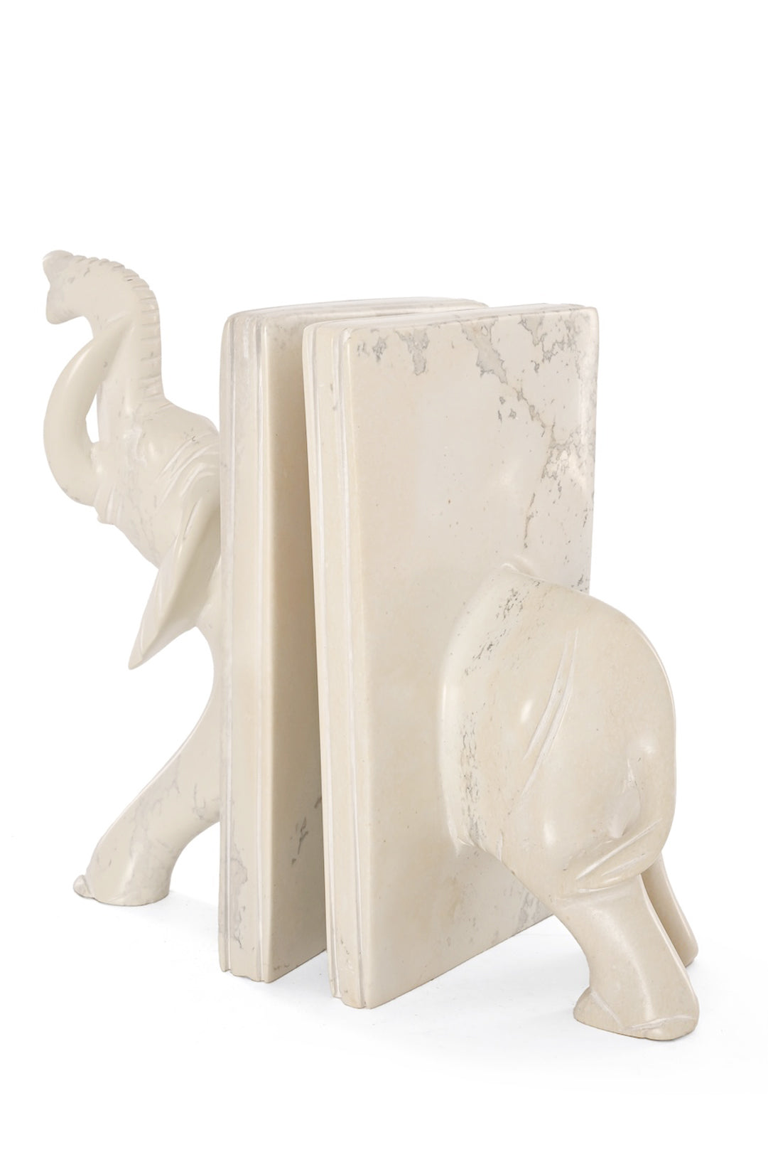 Natural Soapstone Elephant Bookends