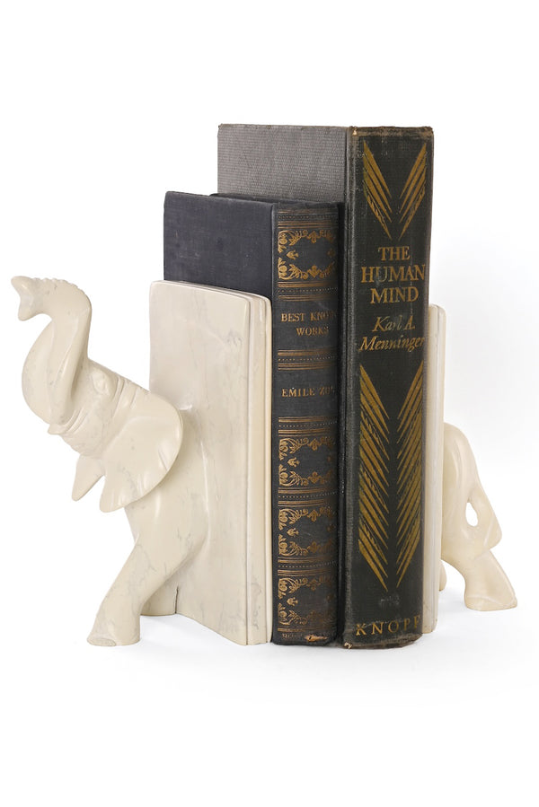 Natural Soapstone Elephant Bookends