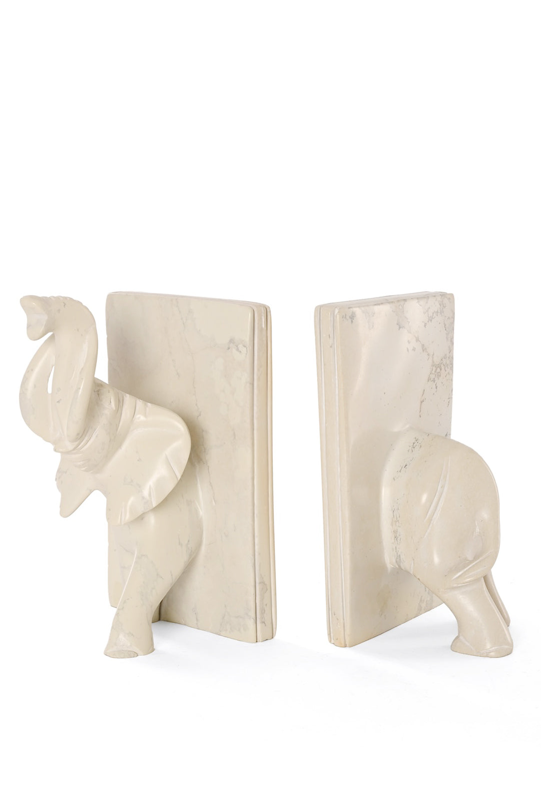 Natural Soapstone Elephant Bookends