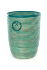 Aqua Bins with Leather Trim - Sold Singly