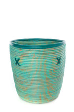 Aqua Bins with Leather Trim - Sold Singly