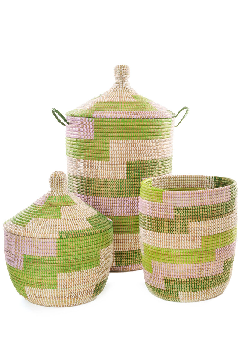 Three-Piece Lavender & Green Basket Set