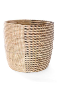 Black & Cream Offset Stripe Deep Storage Basket