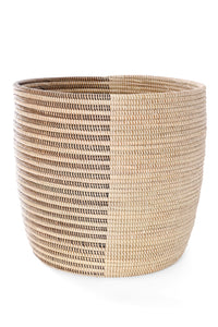 Black & Cream Offset Stripe Deep Storage Basket