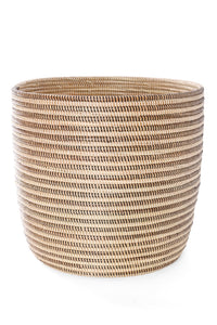 Black & Cream Offset Stripe Deep Storage Basket