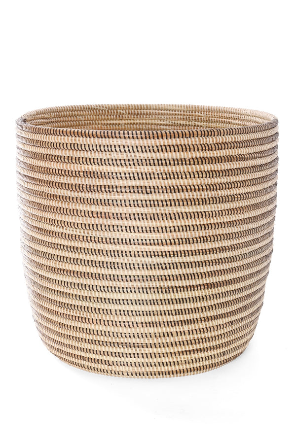 Black & Cream Offset Stripe Deep Storage Basket