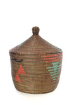 Red and Aqua Tribal Design Basket