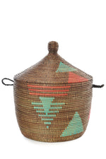 Red and Aqua Tribal Design Basket