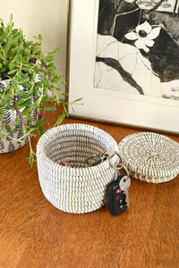 White Mini Flat Top Trinket Basket