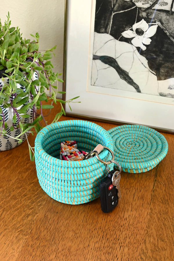 Aqua Mini Flat Top Trinket Basket