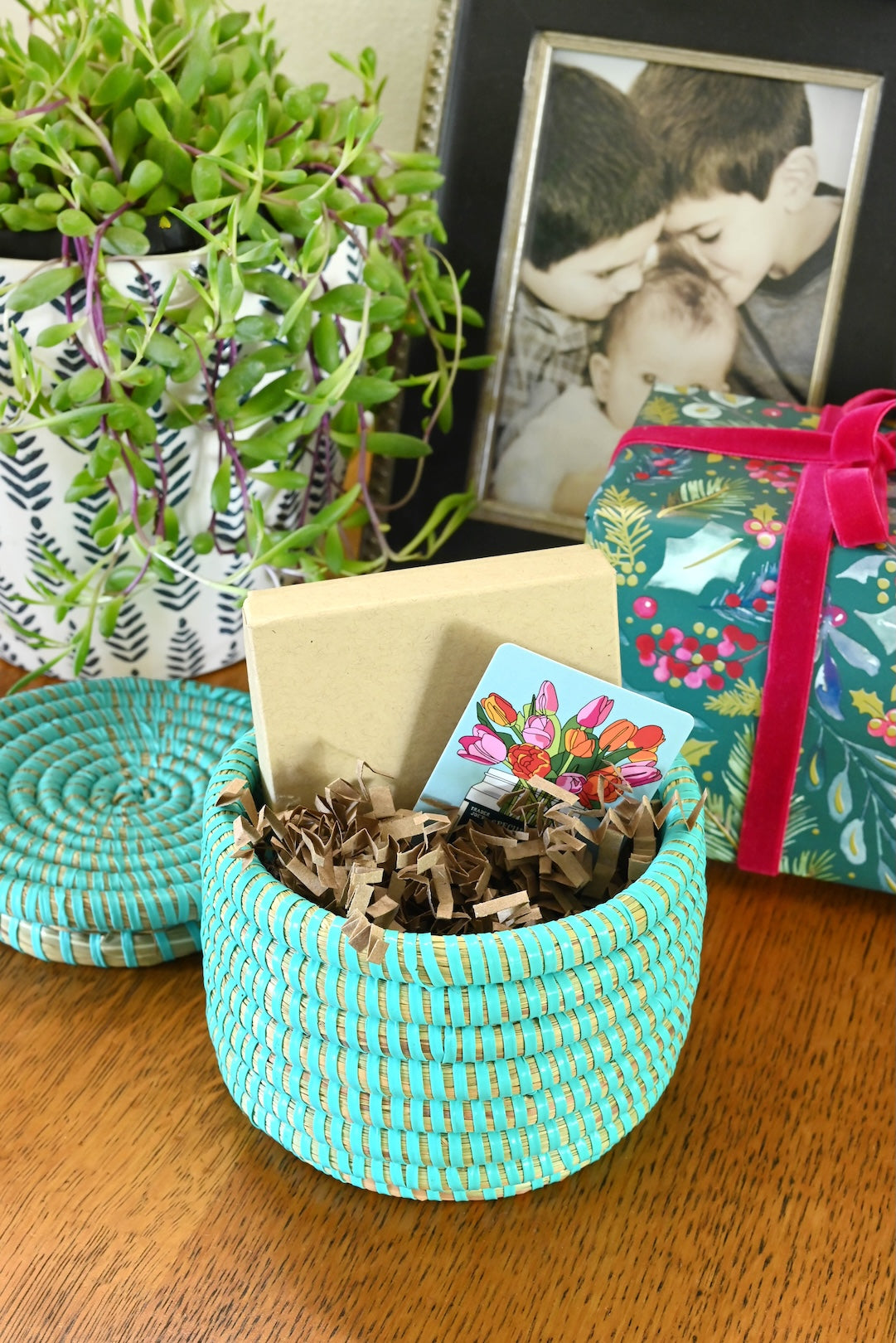 Aqua Mini Flat Top Trinket Basket