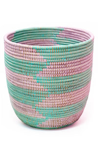 Aqua and Lavender Herringbone Bath Bin Basket