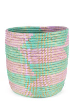 Aqua and Lavender Herringbone Bath Bin Basket