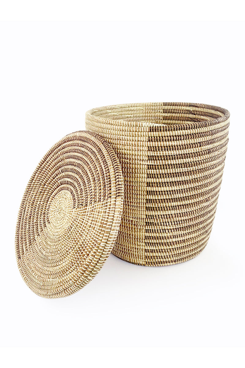 Espresso and Cream Flat Lid Storage Basket