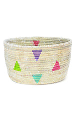 White Teranga Triangles Knitting Basket from Senegal