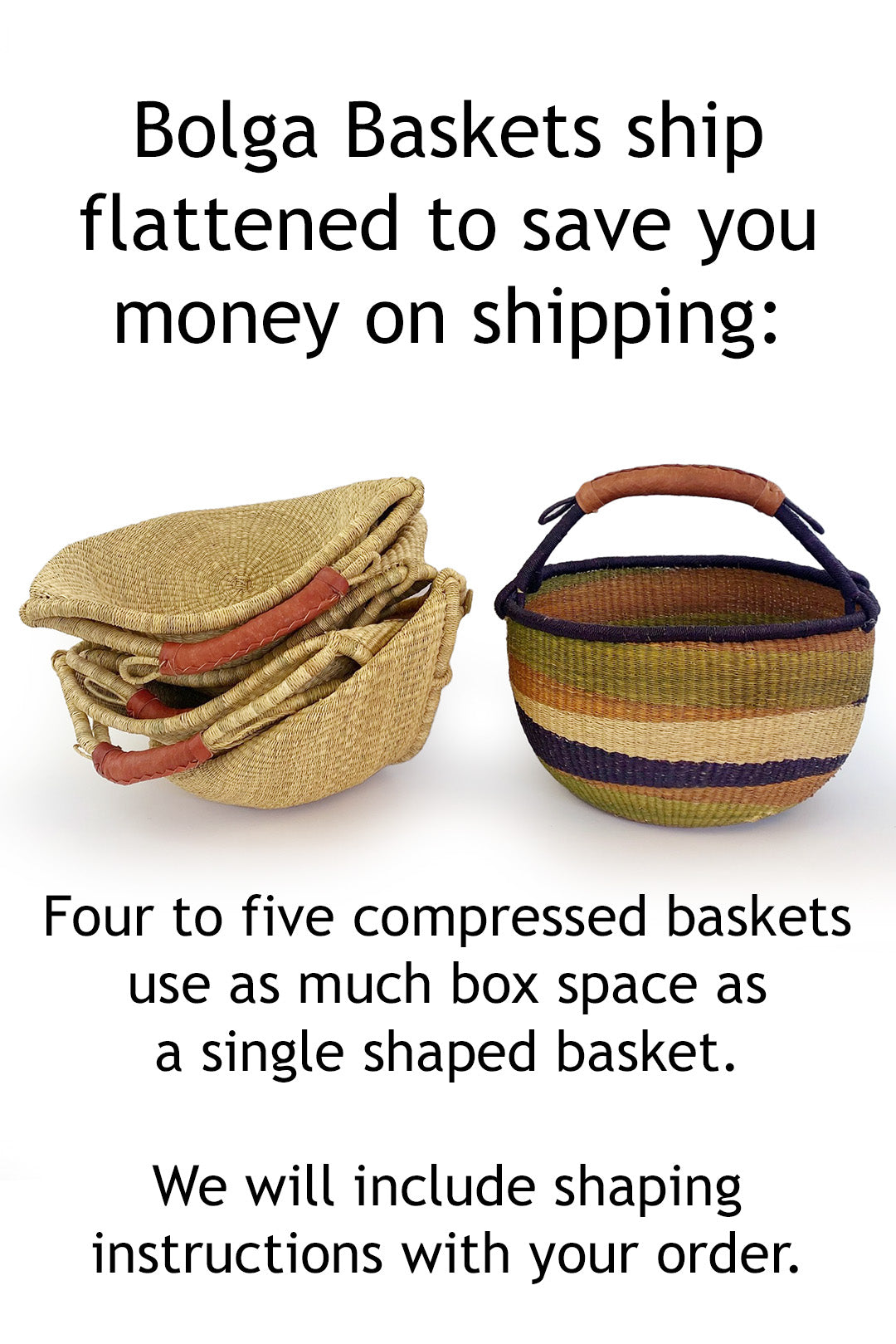 Ghanaian Bolga Farmer's Market Shopper Basket - Assorted