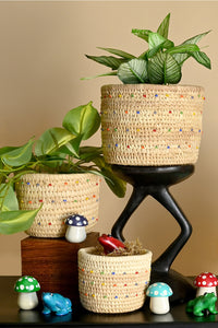 Ngurunit Nomadic Camel Milking Baskets with Rainbow Beaded Dots