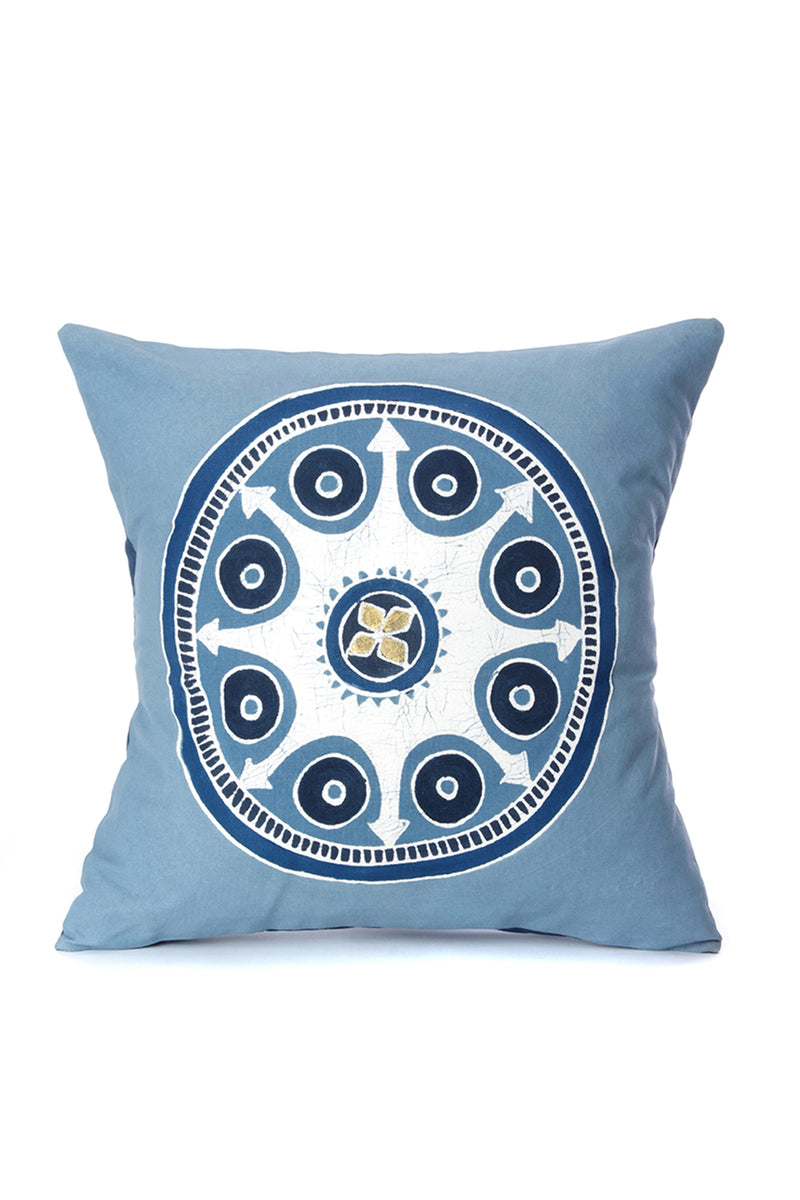 Hand Painted Cobalt African Circles Pillow Cover