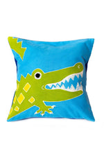 Hand Painted Safari Fun Crocodile Pillow Cover