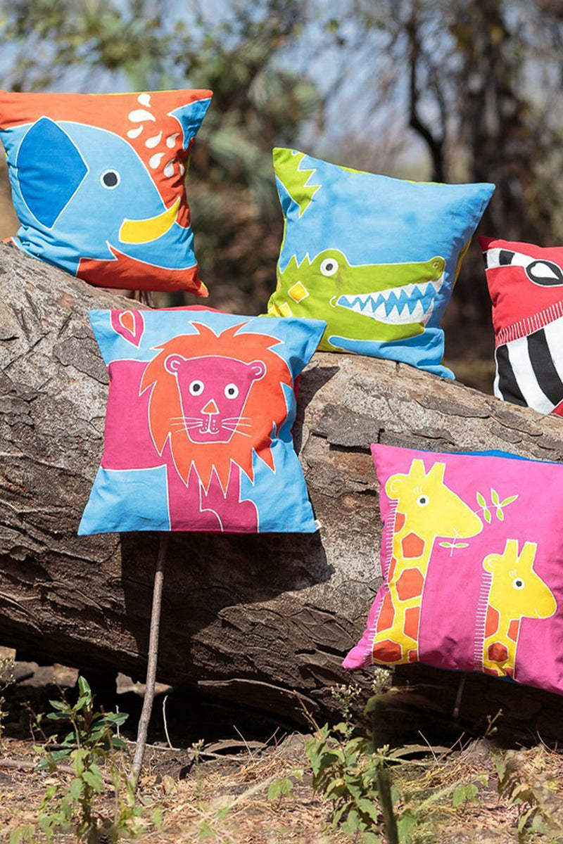 Hand Painted Safari Fun Crocodile Pillow Cover