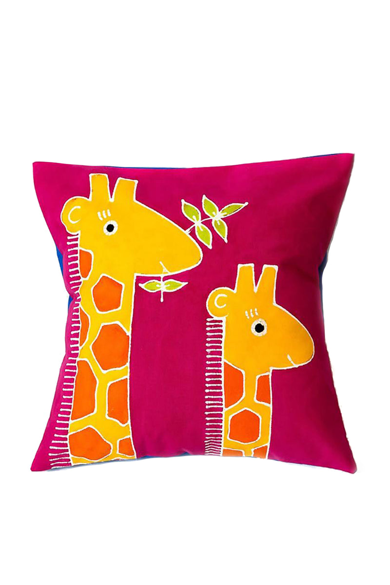 Hand Painted Safari Fun Giraffe Pillow Cover