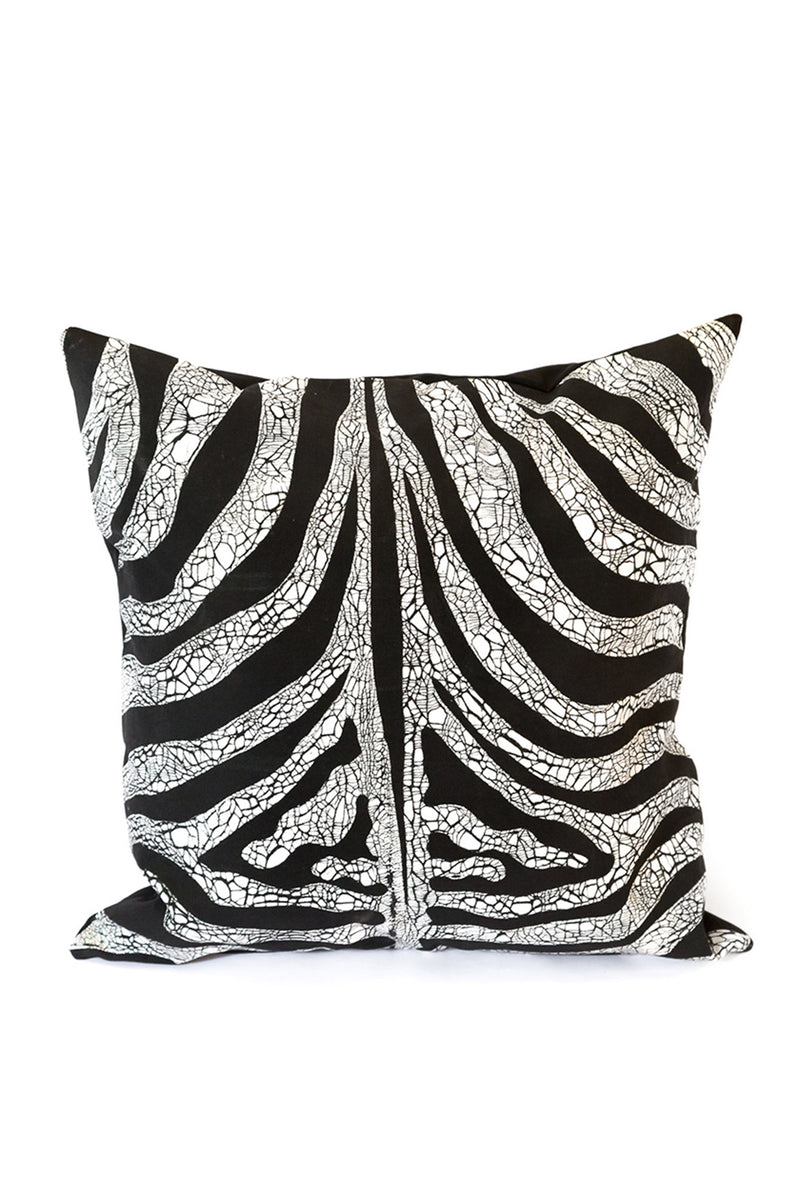 Hand Painted Animal Print Pillow Cover in Zebra