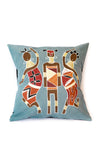 Warriors & Dancing Ladies Pillow Cover in Blue