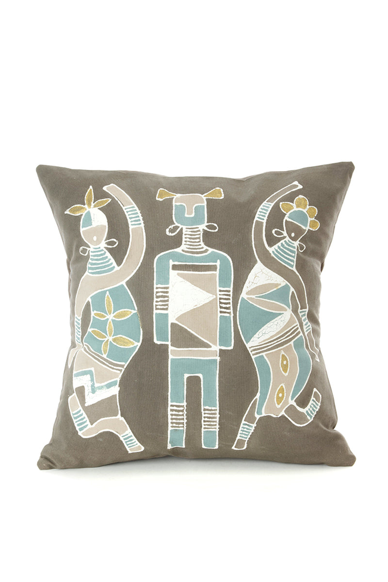 Warriors & Dancing Ladies Pillow Cover in Sky