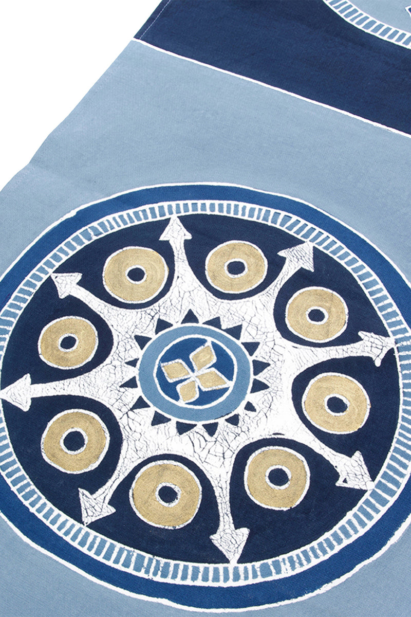 Hand Painted Light Blue & Cobalt African Circles Table Runner