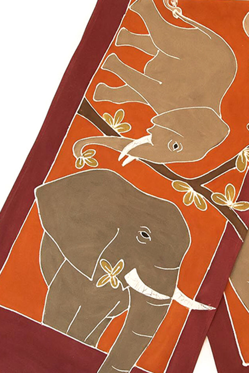 Hand Painted Animal Kingdom Elephant Table Runner