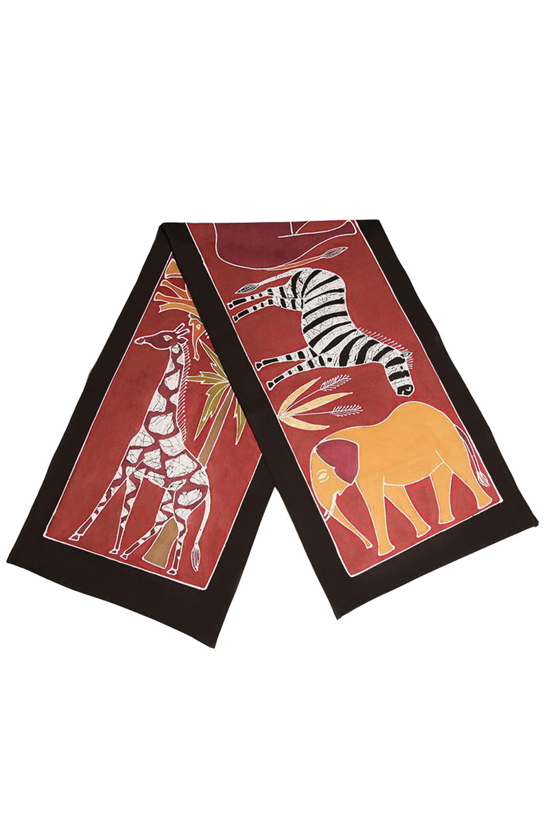 Hand Painted Safari Animals Table Runner