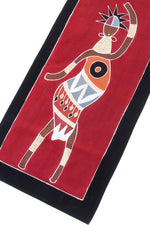 Zambian Warrior & Dancing Woman Table Runner in Red