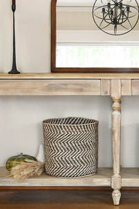 Black & Natural Maila Milulu Reed Basket - Large