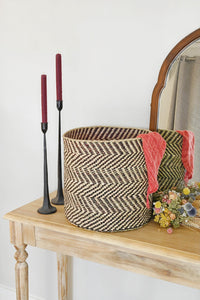 Black & Natural Maila Milulu Reed Basket - Large