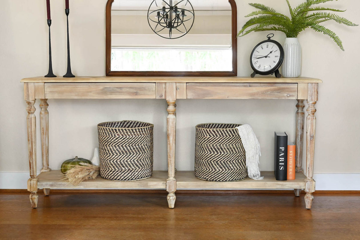 Black & Natural Maila Milulu Reed Basket - Large