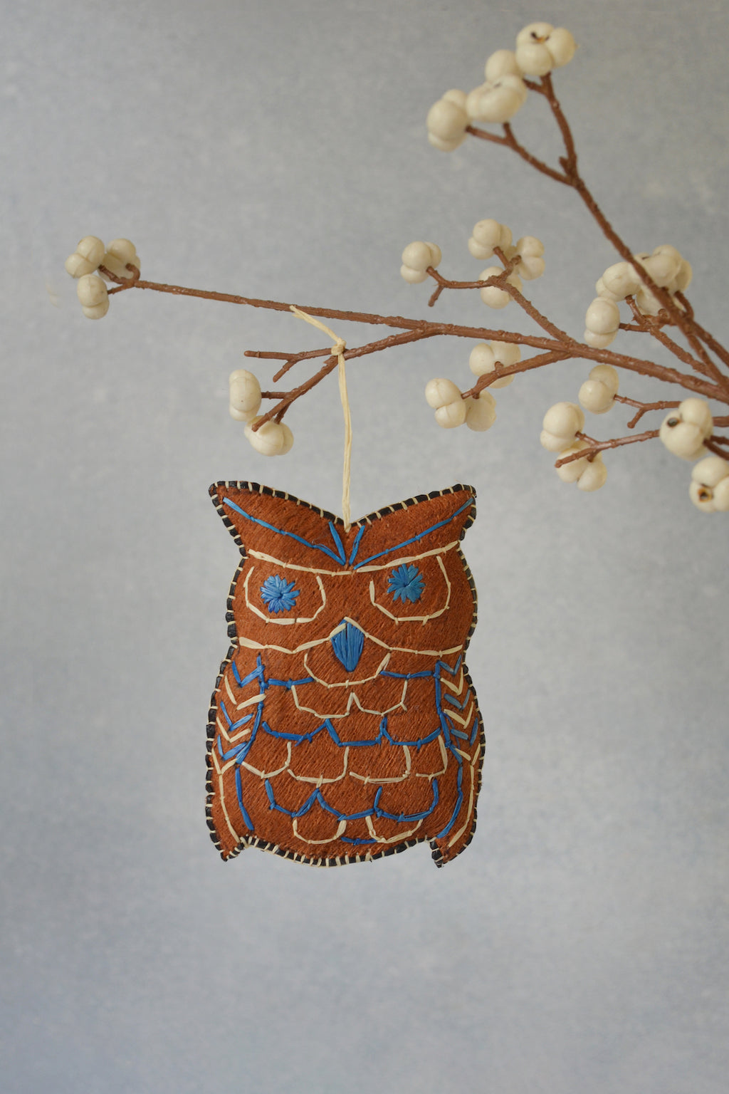 Ugandan Bark Cloth Owl Ornament