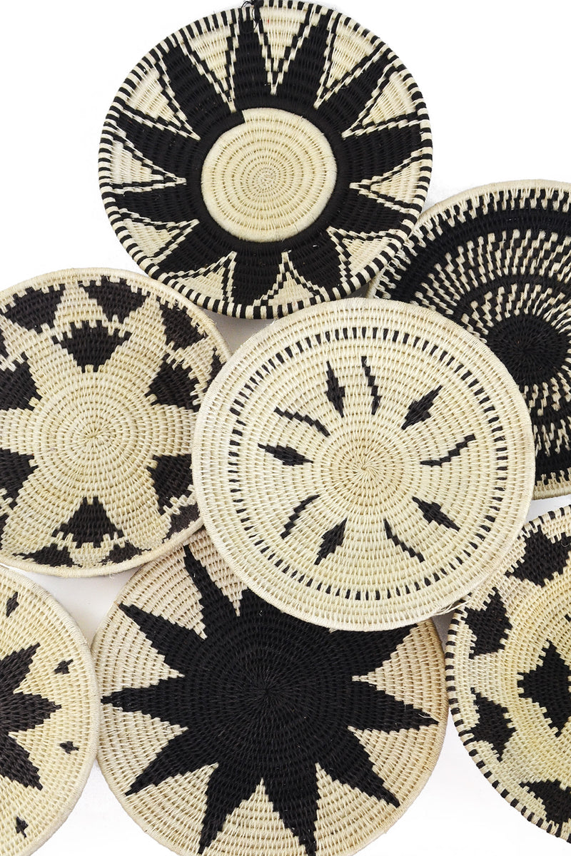 Assorted Medium Black & Natural Sisal Wall Baskets - Limited Edition