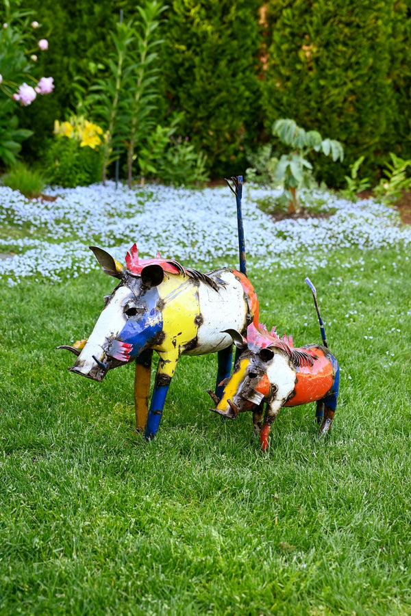 Colorful Recycled Oil Drum Warthog Sculpture