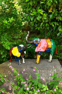 Colorful Recycled Oil Drum Elephant Sculptures