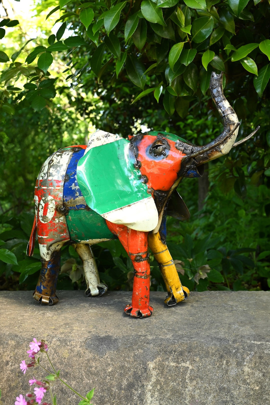 Colorful Recycled Oil Drum Elephant Sculptures