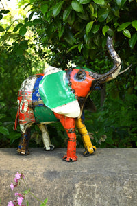 Colorful Recycled Oil Drum Elephant Sculptures